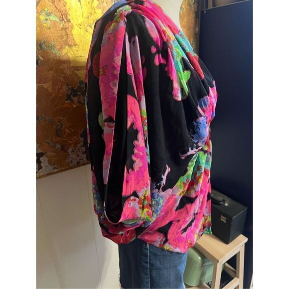Stunning Mara Hoffman Neon Bright Silk Butterfly Style Blouse Size 6 - Picture 4 of 10